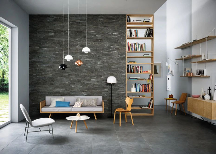 Tile flooring in a living room B&B Floor